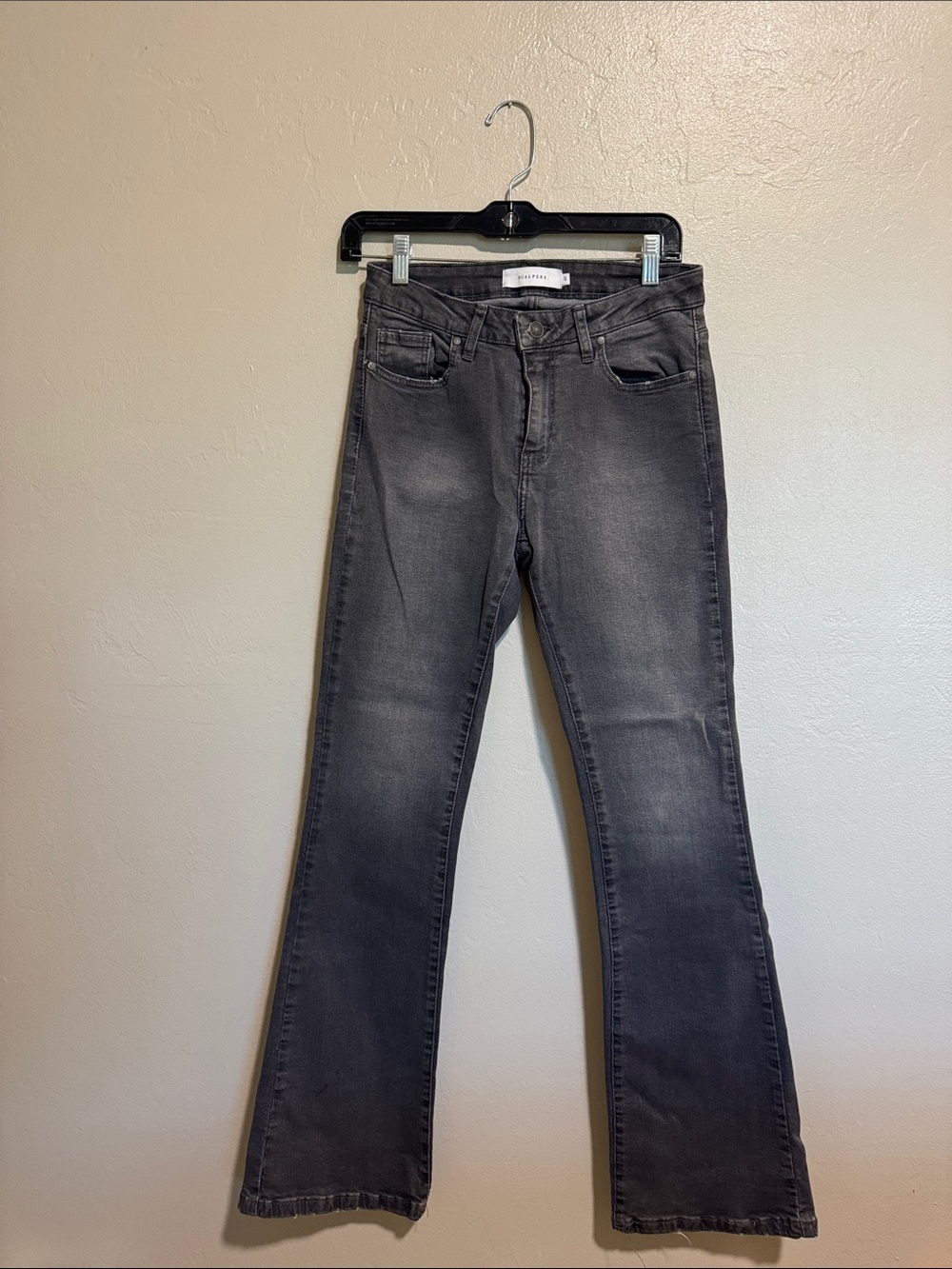 Scalpers Gray Flare Jeans — Washed Charcoal